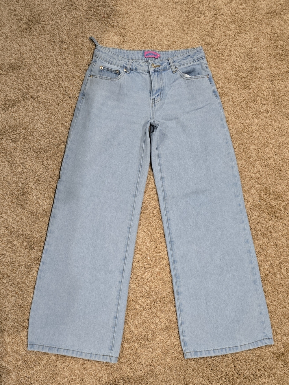 Edikted Light Blue Wide Leg Jeans